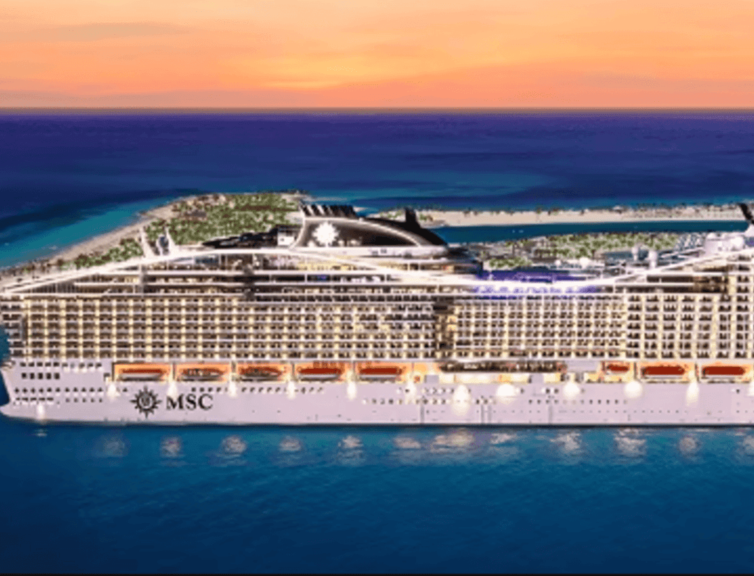 MSC World America sailing through the caribbean