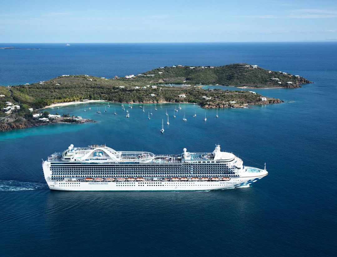 Ruby Princess sailing through the caribbean