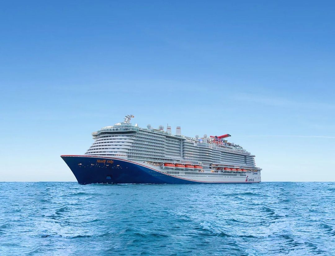 Carnival Mardi Gras sailing through the caribbean